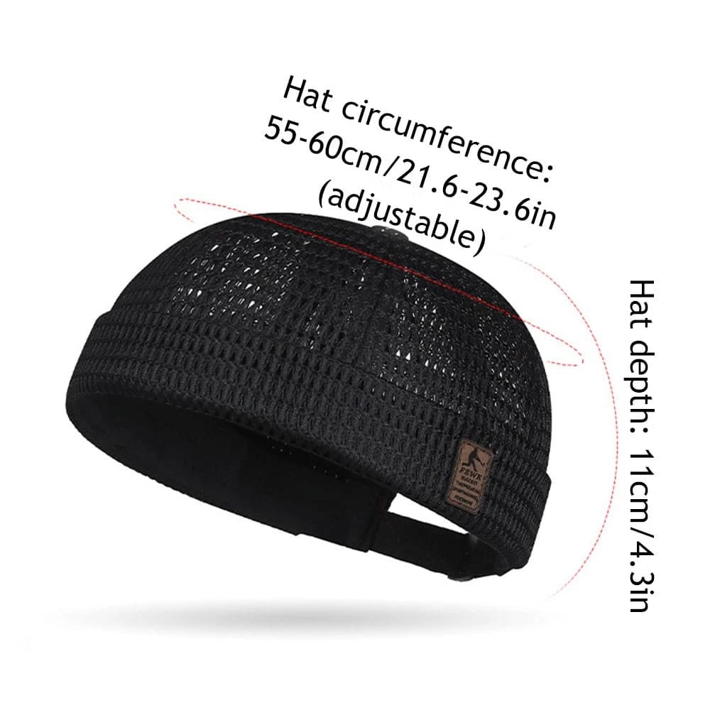 Men Breathable Quick Dry Mesh Skullcap Hat Summer Brimless Adjustable Sun Cap❥ - Image 1 of 7