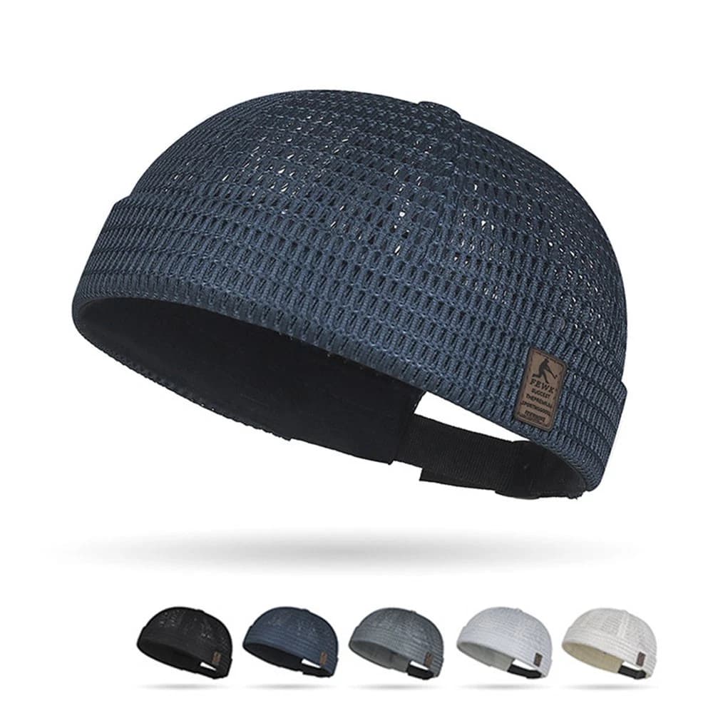 Men Breathable Quick Dry Mesh Skullcap Hat Summer Brimless Adjustable Sun Cap❥ - Image 3 of 7