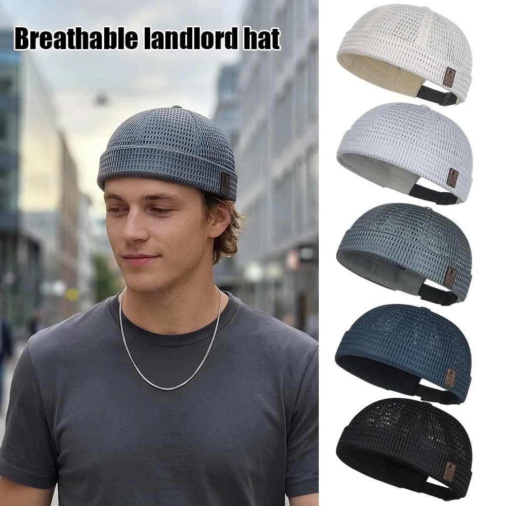 Men Breathable Quick Dry Mesh Skullcap Hat Summer Brimless Adjustable Sun Cap❥ - Image 6 of 7