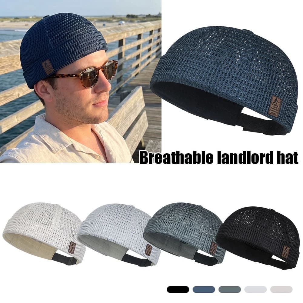 Men Breathable Quick Dry Mesh Skullcap Hat Summer Brimless Adjustable Sun Cap❥ - Image 7 of 7